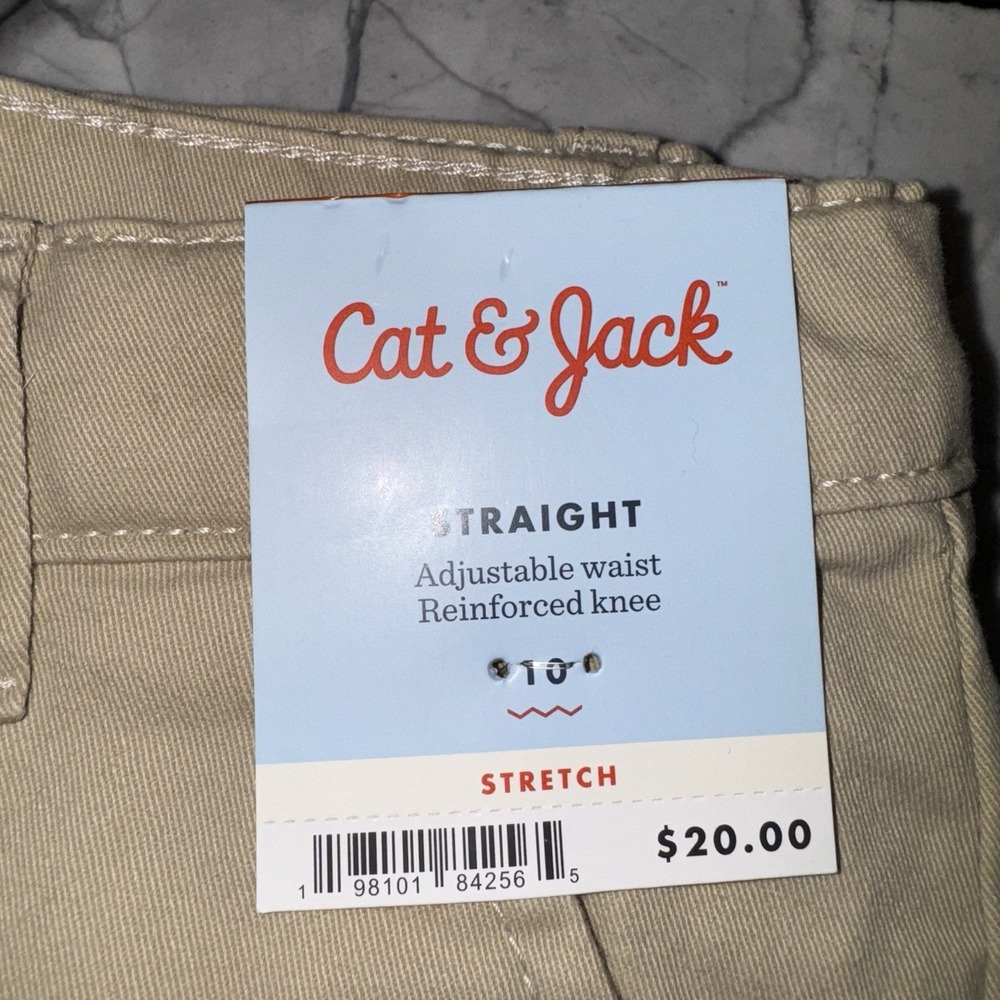 Cat & Jack Boys Size 10 Straight Khaki Chino Pants NEW Lot 2 Pair - Picture 2 of 2